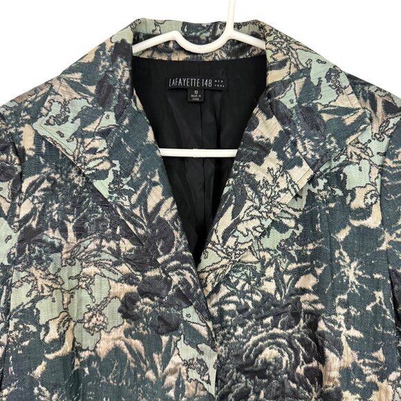 Lafayette 148 Jacket Women's 10 Helena Metallic Brocade Blazer Lined Floral - Picture 3 of 14